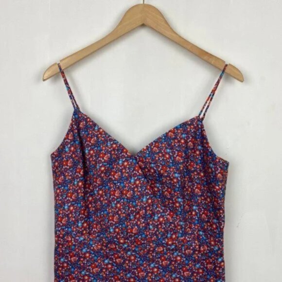J.Crew x Liberty 10 Spaghetti Strap Dress Betsy Ann Floral Print Blue Red - Picture 6 of 13
